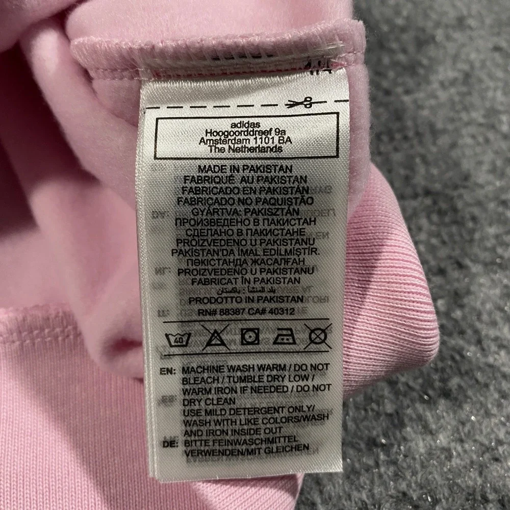 Adidas Trefoil Floral Logo Hoodie Womens XL Clear Pink Flowers Pullover Fleece